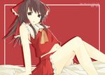  black_eyes black_hair hair_ribbon hakurei_reimu kitsune_(scaz) ribbon sitting solo touhou 