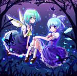  bad_id bad_pixiv_id blue_eyes blue_hair bow cirno daiyousei green_eyes green_hair hair_bow multiple_girls nima_(nimamenoki) short_hair touhou wings 