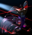  animal_ears blazer bunny_ears bunny_tail glowing glowing_eyes jacket jerry laser long_hair necktie pleated_skirt purple_hair red_eyes reisen_udongein_inaba skirt socks solo tail touhou white_legwear 