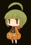  ahoge black_background chibi halloween jack-o'-lantern mota original panties pumpkin pumpkin_costume solo underwear 