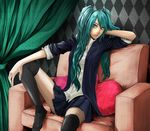  aqua_eyes aqua_hair bad_id bad_pixiv_id curtains hands hatsune_miku legs lips long_hair pillow sitting skirt solo suohi thighhighs twintails vocaloid zettai_ryouiki 