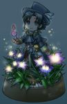  bad_id bad_pixiv_id blue_eyes blue_hair chibi flower frederic_chopin fuju hat male_focus musical_note solo top_hat trusty_bell 