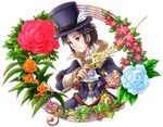  bad_id bad_pixiv_id blue_eyes blue_flower blue_hair blue_rose flower frederic_chopin fuju hat male_focus musical_note red_flower red_rose rose solo top_hat trusty_bell 