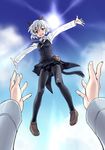  black_legwear hands legs open_mouth panties panties_under_pantyhose pantyhose pov sanya_v_litvyak satou_atsuki solo_focus strike_witches underwear upskirt world_witches_series 