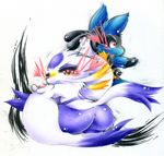  blush kemono lucario mash_(artist) mienshao nintendo pok&eacute;mon red_eyes video_games 