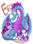  2015 book cape clothing dragon ende female friendship_is_magic magic my_little_pony reading sparkle twilight_sparkle_(mlp) young 