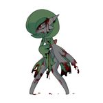  blood clenched_teeth gardevoir green_hair injury no_humans pokemon red_eyes short_hair simple_background solo white_background zakro 