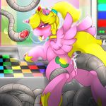  abdominal_bulge anal anal_penetration anus blonde_hair blue_eyes blush camychan clitoris collar computer cum cum_in_ass cum_inside equine fan_character female fur hair half-closed_eyes hooves horn horse looking_back mammal my_little_pony open_mouth penetration pony purple_fur pussy saliva saliva_string solo tentacles tiara tongue tongue_out underhoof wings 