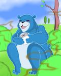  bear blpanda blush charmin_bear cloud fart feces forest male mammal omorashi pooping smell sweat toilet_paper tree 