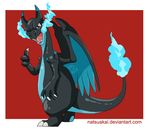  2015 amiguous_gender charizard dragon fire izzyreddragon mega_charizard mega_charizard_x mega_evolution nintendo one_eye_closed pok&eacute;mon solo thumbs_up video_games wink 