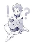  !? 1boy aged_down amuro_ray child commentary_request earth_federation freckles gundam haro male_focus mobile_suit_gundam namihaya nervous_sweating oversized_clothes short_hair simple_background solo sweat white_background 