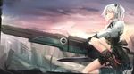  black_eyes boots ciel_alencon god_eater god_eater_2:_rage_burst gun highres kikivi short_hair silver_hair solo weapon 