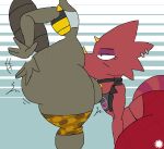 4_fingers aliasing animal_crossing anthro artist_logo artist_name balls bar_emanata beaver big_balls big_butt big_penis blue_pupils bottom_heavy bottomwear brown_body brown_fur bubble_butt butt butt_slap c.j._(animal_crossing) chameleon choker clothing crop_top crossbar_emanata curvy_figure digital_media_(artwork) duo emanata eyelashes eyeshadow fellatio femboy fingers flash_emanata flick_(animal_crossing) freckled_butt freckles fur genitals hi_res horn jacket jewelry lizard logo makeup male mammal neck_bulge necklace nintendo oral pants pattern_bottomwear pattern_clothing pattern_pants penile penis piercing plaid plaid_bottomwear plaid_clothing plaid_pants pupils red_body reptile rodent scalie sex shirt side_view signature slap slapping_own_butt slapping_self small_waist tail text thatdawgmurray thick_thighs thong_straps topwear wasp_waist