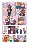 2026 absurd_res accessory anthro armadillo bethany_(jamoart) big_breasts black_bottomwear black_clothing black_pants blonde_hair bottomwear breasts brown_body brown_fur brown_hair capybara caviid clothed clothed_anthro clothed_female clothing comic courtney_(jamoart) dialogue ear_piercing ear_ring english_text eyewear facial_hair female fur gesture glasses gloves group hair handshake handwear hat headgear headwear hi_res jacket jamoart larger_female long_hair male mammal maurice_(jamoart) mustache necktie orange_hair pants piercing ring_piercing rodent size_difference sketchytodd smaller_male speech_bubble suit text topwear trio wearing_glasses wearing_hat xenarthran yellow_eyes