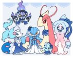  4girls alcremie alcremie_(berry_sweet) alcremie_(mint_cream) alternate_color animal_nose black_crown black_hairband black_sclera blank_eyes blue_background blue_bonnet blue_choker blue_dress blue_eyes blue_flower blue_hair blue_hat blue_ribbon blue_rose blue_skin blue_theme bob_cut bonnet border brooch chandelure choker closed_mouth colored_eyelashes colored_sclera colored_skin commentary_request crown dress fire flat_chest flat_color floating flower frilled_bonnet frills full_body furry furry_female gardevoir gradient_hair hair_between_eyes hair_flower hair_ornament hairband hands_on_lap hands_on_own_cheeks hands_on_own_face happy hat hat_ribbon hatterene heart heart_in_eye jewelry juliet_sleeves knees_up long_dress long_hair long_sleeves looking_to_the_side merfolk mermaid milotic mini_crown monster_girl muguet multi-tied_hair multicolored_hair multicolored_skin multiple_girls off-shoulder_dress off_shoulder orange_eyes outside_border own_hands_together pearl_hair_ornament pink_hair pokemon pokemon_(creature) primarina puffy_sleeves purple_fire red_eyes ribbon rose shiny_pokemon short_hair sidelocks sideways_glance sideways_mouth simple_background sitting smile snout standing starfish_hair_ornament straight-on symbol_in_eye tilted_headwear two-tone_hair two-tone_skin v_arms very_long_hair white_border white_eyes white_skin wide_sleeves witch_hat yellow_eyes 