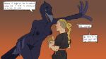 16:9 anthro avian beak bird black_body black_clothing black_nipples blonde_hair blue_eyes breasts clothed clothed_human clothed_male clothing corvid duo english_text erection erection_under_clothing facial_hair feather_hands feathers female female_anthro fully_clothed fully_clothed_human fully_clothed_male goatee hair hammer hi_res hugin_(valheim) human human_on_anthro interspecies larger_female leaning_on_wall lockheed_martini male male/female male_human mammal medieval_clothing mustache nipples nude open_mouth oscine passerine pubes size_difference text tools valheim widescreen