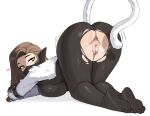 2026 absurd_res all_fours animal_humanoid anus atlus breasts brown_hair cat_humanoid clothing digital_media_(artwork) donburikazoku felid felid_humanoid feline feline_humanoid female genitals hair heart_symbol hi_res humanoid humanoid_pointy_ears looking_back mammal mammal_humanoid megami_tensei nekomata_(megami_tensei) pointy_ears sega simple_background solo tail torn_clothing vulva white_background