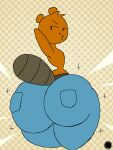 aliasing anthro artist_logo artist_name beaver beaver_(beaver_and_steve) beaver_and_steve belt big_butt bottom_heavy bottomwear brown_body brown_fur bubble_butt butt clothing curvy_figure denim denim_bottomwear denim_clothing digital_media_(artwork) eyelashes femboy fur halftone halftone_background hand_behind_head head_tuft hi_res jeans logo looking_at_viewer looking_back looking_back_at_viewer male mammal pants pattern_background rear_view rodent signature simple_background small_waist solo star_emanata tail text thatdawgmurray thick_thighs tuft wasp_waist wide_hips