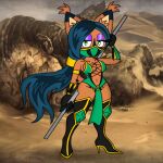 1:1 2011 anthro archie_comics armlet armor big_breasts big_butt black_hair boots bracelet breasts brown_body brown_fur butt chain cleavage clothed clothing cosplay desert detailed_background digital_creature digital_media_(artwork) eyeshadow felid feline female footwear fur gauntlets gloves gold_(metal) gold_jewelry green_eyes hair handwear hi_res high_heeled_boots high_heels huge_breasts huge_butt jade_(mortal_kombat) jewelry legwear long_hair looking_at_viewer lynx makeup mammal markings mask mortal_kombat mortal_kombat_9 navel nicole_the_lynx outside pole ponytail purple_eyeshadow sculpture sega shaded shoes skimpy solo sonic_the_hedgehog_(archie) sonic_the_hedgehog_(comics) sonic_the_hedgehog_(series) statue statue_head tail thick_thighs thigh_boots thigh_highs topwear weebmochi69 wide_hips