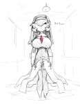 big_breasts breasts clothed clothing dress female gardevoir generation_3_pokemon hair hair_over_eye height humanoid inside light light_fixture masha nintendo nun pokemon pokemon_(species) red_eyes solo spot_color standing