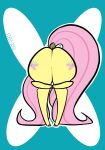 2026 anthro anthrofied bent_over big_butt butt cutie_mark digital_drawing_(artwork) digital_media_(artwork) dock_(anatomy) equid equine female female_anthro flat_colors fluttershy_(mlp) friendship_is_magic full-length_portrait fur geometric_background green_background hair hasbro heart_butt_challenge hi_res hooves horse long_hair mammal meme my_little_pony outline pink_hair pink_tail pony portrait praise_da_booty_(meme) rear_view shinkaku simple_background solo tail thick_thighs white_background white_outline wide_hipped_anthro wide_hipped_female wide_hips yellow_body yellow_fur