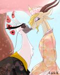 4:5 absurd_res antelope anthro asian_clothing avian bird blonde_hair blue_sky bovid cherry_blossom chinese_clothing clothing disney dreamworks duo east_asian_clothing eyes_closed feathers female floral_clothing floral_dress floral_print flower fur galliform gazelle gazelle_(zootopia) hair hi_res interspecies kiss_on_lips kissing kung_fu_panda lara-kein lord_shen male mammal multicolored_body multicolored_fur multicolored_skin peafowl phasianid plant prunus_(flower) sky traditional_dress two_tone_body two_tone_fur two_tone_skin white_body white_feathers white_fur white_skin yellow_body yellow_fur zootopia