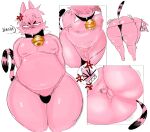 annoyed anthro balls bell bell_collar bent_over big_butt bottom_heavy bulge butt cheek_tuft clothing collar cross-popping_vein dialogue domestic_cat erection facial_tuft felid feline felis femboy foreskin fur gat0pussy24 genitals half-closed_eyes hi_res huge_butt humanoid_genitalia humanoid_penis male mammal markings micropenis narrowed_eyes pear-shaped_figure penis pink_body pink_fur presenting presenting_hindquarters slightly_chubby slightly_chubby_anthro slightly_chubby_male small_penis solo spanish_text speech_bubble striped_markings striped_tail stripes stubble tail tail_markings text thick_thighs thong translation_request tuft underwear wide_hips
