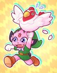 action_pose ambiguous_gender anthro avian belt bird chicken clothed clothing colored digital_media_(artwork) duo fan_character feathers feral footwear full-length_portrait fur galliform generation_4_pokemon green_clothing green_shirt green_topwear green_tunic hat headgear headwear jewelry kerolink male nintendo open_mouth paws perceval_robin phasianid pink_body pink_fur plantigrade pokemon pokemon_(species) pokemorph portrait pose purple_eyes shaded shirt shoes solo sticker tail topwear tunic weavile
