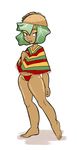  brown_eyes female food lettuce personification solo taco thick_thighs 