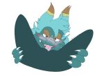 absurd_res anthro blue_body blue_fur blush cunnilingus female fungi_(samlssms) fur genitals grinlin hi_res male male/female markings multicolored_eyes offscreen_character oral orange_markings rainbow_eyes samlssms sex sharp_teeth teeth tongue vaginal vulva whiskers yellow_markings