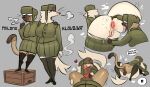 absurd_res anal anthro anus bodily_fluids borzoi bottomwear canid canine canis cigarette clothing dialogue domestic_dog duo english_text fellatio female from_front_position fur genital_fluids genitals green_bottomwear green_clothing green_skirt green_uniform grey_background gynomorph gynomorph/female hi_res hunting_dog iamapoliceman intersex intersex/female klaudiya_(iamapoliceman) licking lying mammal milana_(iamapoliceman) missionary_position musk musky_anus musky_butt on_back oral penile pink_anus pink_tongue pink_vulva precum rimming saliva saliva_string sex sighthound simple_background skirt smoking smoking_cigarette speech_bubble standing text tongue trans_(lore) trans_woman_(lore) tremble_spikes vulva white_body white_fur white_sclera