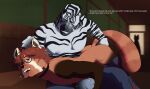 absurd_res ailurid allstarfall anal anal_fingering animal_genitalia animal_penis anthro big_tail black_nose black_stripes blue_bottomwear blue_clothing blue_pants blue_penis bodily_fluids bottomwear bottomwear_down braces brown_body brown_fur choker clothed clothing dominant dominant_male duo ears_up english_text equid equine equine_genitalia equine_penis eyewear fingering fluffy fluffy_tail fur genitals glasses green_wall grey_body grey_fur grin gym hair hair_grab hi_res inside jewelry jock larger_dom larger_male locker_room lying_on_lap male male/male mammal mohawk multicolored_body muscular muscular_male necklace nerd nerd/jock nipples onyx_(gray_the_horse) pants pants_down partially_clothed pecs penis profanity red_body red_fur red_hair red_panda rough_sex saliva saliva_string sex size_difference smaller_male smile speech_bubble spencer_(gray_the_horse) stripes submissive submissive_male tail teeth text tongue tongue_out touching_hair uniform viewers wearing_glasses white_body white_fur zebra