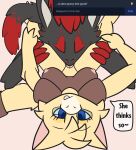2026 abby_(abra) abby_abra_(artist) abra absurd_res anthro areola black_body black_fur blep blue_eyes breasts brown_body brown_fur cunnilingus digital_drawing_(artwork) digital_media_(artwork) dipstick_tail duo english_description english_text eyes_closed eyewear fan_character female female/female fur generation_1_pokemon generation_5_pokemon glasses grey_inner_ear hair hi_res looking_at_viewer markings nintendo nipples nude nude_anthro nude_female oral pink_areola pink_inner_ear pink_nipples pink_tongue pokemon pokemon_(species) rectangular_glasses red_body red_fur red_hair red_tail_tip sex speech_bubble tail tail_markings talking_to_viewer text tongue tongue_out vaginal wearing_glasses yellow_body yellow_fur zoroark