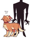 2025 ambiguous_gender bird_dog black_text brown_body brown_fur brown_nose canid canine canis collar collar_tag digital_drawing_(artwork) digital_media_(artwork) digitigrade domestic_dog dot_eyes duo english_text feral fur good_boy good_boy_(2025_leonberg_film) humanoid hunting_dog indy_(good_boy) male mammal nanuuiycacahuates nova_scotia_duck_tolling_retriever paws pink_tongue plantigrade red_collar retriever shadow_creature simple_background simple_eyes snout standing tail text tongue tongue_out white_background white_body white_fur