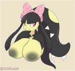 anthro big_breasts border breasts chillblue digital_media_(artwork) female generation_3_pokemon hi_res huge_breasts mawile nintendo nipples nude pokemon pokemon_(species) simple_background solo white_border