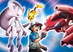  1boy alternate_color artist_request ash_ketchum baseball_cap black_gloves black_hair blue_jacket brown_eyes closed_mouth commentary english_commentary fingerless_gloves genesect gloves hair_between_eyes hat highres holding holding_poke_ball jacket mega_mewtwo_y mega_pokemon mewtwo official_art open_mouth outline pikachu poke_ball poke_ball_(basic) pokemon pokemon_(anime) pokemon_(creature) pokemon_the_movie:_genesect_and_the_legend_awakened pokemon_the_series:_black_&amp;_white promotional_art red_eyes red_pupils shiny_pokemon short_hair short_sleeves teeth third-party_source upper_teeth_only v-shaped_eyebrows white_outline zipper 