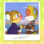 1:1 2023 accessory alice_(animal_crossing) animal_crossing anthro arms_bent bangs beads big_nose biped black_nose blue_clothing blue_coat blue_eyes blue_inner_ear blue_sky blue_topwear blush blush_lines bottomless bottomless_anthro bottomless_male breath brown_hair brown_tail_tip clothed clothed_anthro clothed_female clothed_male clothing cloud coat colored cookieboy011 digital_drawing_(artwork) digital_media_(artwork) dipstick_tail duo english_description english_text eye_contact eyelashes female female_anthro fingers freckled_face freckles fur hair hair_accessory hair_beads hand_holding haplorhine happy inner_ear_fluff interspecies koala larger_anthro larger_male light lighting lipstick looking_at_another love makeup male male/female male_anthro mammal markings marsupial monkey multicolored_body multicolored_clothing multicolored_fur multicolored_hair multicolored_sweater multicolored_topwear nintendo no_pupils number open_mouth open_smile orange_tail outside pattern_background photo pink_freckles pink_lipstick pink_nose plaid plaid_background primate railing red_mouth sea shaded short_hair simon_(animal_crossing) simple_background size_difference sky smaller_anthro smaller_female smile smiling_at_another snow story story_in_description sweater tail tail_markings teeth text thin_eyebrows title topwear tuft two_tone_hair two_tone_tail vombatiform water white_body white_fur white_inner_ear_fluff white_sclera winter yellow_body yellow_fur