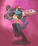 3_fingers 3_toes anthro argon_vile biped clothing english_text feet female fingers food generation_4_pokemon genitals hat hat_only headgear headgear_only headwear headwear_only hi_res holding_mirror holding_object looking_at_viewer lucario mirror monster_mind mostly_nude nintendo pizza pokemon pokemon_(species) solo tail text toes vulva