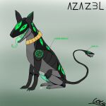 1:1 azaz3l_(domeblacck) bodily_fluids bracelet canid canine colored_nails domeblacck feral genital_fluids genitals gold_(metal) gold_bracelet gold_jewelry green_eyes green_nails green_penis green_tongue grey_body hi_res jewelry living_tail long_tongue male mammal mutliple_eyes nails open_mouth penis precum robot_feral saliva side_view simple_background sitting synth_(vader-san) tail tail_head teeth tongue unusual_anatomy unusual_tail
