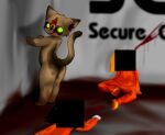 animal_humanoid anthro blood bodily_fluids brown_body butt cat_humanoid cheek_tuft ear_tuft facial_tuft felid felid_humanoid feline feline_humanoid fur green_eyes human humanoid male mammal mammal_humanoid multicolored_body nude nude_male paws red_body red_fur scp-173 scp_foundation sign solo tail tuft xiangpicaica