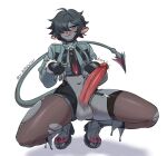 alternate_species anthro aroused aroused_face aru_borowski balls bangs big_penis black_hair blue_eyes boots bottomwear bulge clothing ear_piercing femboy footwear furrification genitals gloves hair handwear hi_res horny_face hoyoverse jacket jane_doe_(zenless_zone_zero) legwear male mammal mihoyo murid murine penis piercing rat rodent shoes short_hair shorts sitting solo spread_legs spreading stockings suspender_straps tongue tongue_out topwear torn_clothing torn_legwear torn_stockings zenless_zone_zero