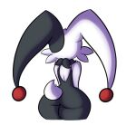 anthro big_butt black_body black_fur butt cheek_tuft dupin_(pal) facial_tuft female fur jupiterorange rear_view shinkaku simple_background solo thick_thighs tuft white_background white_body white_fur wide_hips