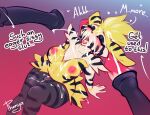 absurd_res anal anal_orgasm anal_penetration animal_genitalia animal_penis anthro areola balls big_penis blush bodily_fluids braixen breasts bukkake canid canine chastity_cage chastity_device cum cum_in_mouth cum_inside cum_on_belly cum_on_body cum_on_breasts cum_on_face cum_while_chaste dialogue digital_media_(artwork) ejaculation equid equine equine_genitalia equine_penis erection eyes_closed fan_character flat_chastity_cage fur generation_5_pokemon generation_6_pokemon genital_fluids genitals grey_(dgbraixen) group group_sex gynomorph hair hands-free hi_res inner_ear_fluff intersex interspecies male mammal markings navel nintendo nipples nude offscreen_character offscreen_male open_mouth orgasm penetration penile penis phenyanyanya pokemon pokemon_(species) premature_ejaculation raceplay sex simple_background small_breasts solo spontaneous_ejaculation striped_(kink) striped_markings stripes text tongue tongue_out tuft white_body yellow_body yellow_fur zebstrika