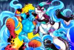anthro aquatic aquatic_gastropod belly big_clitoris blue_belly blue_breasts blue_tentacles breast_grab breasts chest_tuft clitoris consentacles demon duo egg eggnant eggs_in_belly facial_piercing feet felid female freckled_arms freckled_belly freckled_face freckled_legs freckled_shoulders freckled_tail freckled_thighs freckles gastropod genitals gradient_body gradient_horn hand_on_breast hazard_(latexslug) hi_res holding_wrist horn hybrid kissing leg_grab making_out male male/female mammal mane markings mollusk multicolored_body multiple_piercings nipple_piercing nipples nose_piercing nudibranch oviposition pantherine penetration piercing pregnant restrained restrained_by_tentacles scale_markings scales sea_slug septum_piercing sex slug striped_markings stripes tail tentacle_creature tentacle_grab tentacle_penetration tentacle_sex tentacles terror_(fabtool) thigh_grab tiger tuft vaginal vaginal_penetration wh1zzie_(artist) wrist_grab