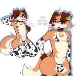 1:1 animal_noises animal_print animal_print_bikini animal_print_thigh_highs anthro armwear bell_accessory big_butt bikini bikini_bottom bikini_top black_nose blush bottom_heavy bulge butt canid canine canis cheek_tuft clothing collar cow_print cow_print_armwear cow_print_bikini cow_print_bikini_top cow_print_legwear cow_print_sling_bikini cow_print_thigh_highs cowbell curvy_figure ding domestic_dog ear_piercing ear_tag eye_through_hair facial_tuft femboy floppy_ears fur hair kneeling legwear male mammal mooing multicolored_body multicolored_fur one-piece_swimsuit one_eye_obstructed orange_body orange_fur pattern_bikini pattern_clothing pattern_legwear pattern_swimwear pattern_thigh_highs piercing pose shadow simple_background skimpy_bikini sling_bikini snout solo string_bikini swimwear tail talking_to_viewer tan_body tan_fur thigh_highs translucent translucent_hair tuft two-piece_swimsuit two_tone_body two_tone_fur white_background winterfrost winterfrost_(winterfrost)