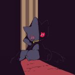  banette claws doll highres no_humans pokemon pokemon_(creature) pokemon_focus red_eyes shadow sitting solo ten_(prop03) zipper zipper_pull_tab 