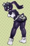 2026 black_body blush breasts butt clothing colored dress eyewear female footwear glasses hi_res itimu lagomorph leporid looking_at_viewer mammal panties rabbit smile socks solo sr standing tail third-party_edit underwear