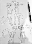 2026 alternate_costume american_opossum anthro belly_nipples bikini birthmark blush bodily_fluids breasts caught clothing clothing_pull clothing_swap cloversden collar dialogue duo ear_piercing embarrassed embarrassing_nudity eyelashes female female/female genital_fluids genitals graphite_(artwork) kayla_(gfpossy) lupo_(lupopossum) mammal markings marsupial monochrome multicolored_body navel nipple_piercing nipples nude offscreen_character open_mouth piercing surprised swimming_trunks swimwear text traditional_media_(artwork) two-piece_swimsuit undressing undressing_self vaginal_fluids virginia_opossum vulva
