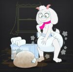 2026 2_horns 3_toes 4_fingers absurd_res ambiguous_gender anthro balled_up_diaper blush blush_lines bovid caprine clean_diaper clothed clothing curtains curtains_open darkner deltarune diaper diaper_change diaper_package diaper_puff eyewear feces feet fingers flesh_fang floor floppy_ears folded_diaper full-length_portrait fur glasses goat green_eyewear green_glasses hand_on_diaper head_horn hi_res holding_diaper horn inside mammal monster narrowed_eyes pink_horn pink_scarf portrait ralsei round_glasses scarf scut_tail short_tail smile soiled_diaper solo standing stink_fumes tail tenerius three-quarter_view tile tile_floor toes touching_diaper unclean_diaper undertale_(series) used_diaper wearing_diaper wearing_glasses white_body white_diaper white_ears white_fur white_tail window