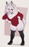 2022 absurd_res anthro big_breasts black_clothing black_legwear black_thigh_highs breasts brg9u cleavage clothed clothed_anthro clothed_female clothing collar digital_media_(artwork) ear_piercing eyebrows eyelashes eyeshadow female female_anthro fingers fur hair halo hand_on_hip hi_res inner_ear_fluff lagomorph legwear leotard leporid lips long_hair looking_at_viewer makeup mammal piercing pink_nose purple_eyes rabbit red_clothing signature simple_background slightly_chubby smile solo spiked_collar spikes standing tail thick_thighs thigh_highs topwear tuft white_body white_fur white_hair wide_hips